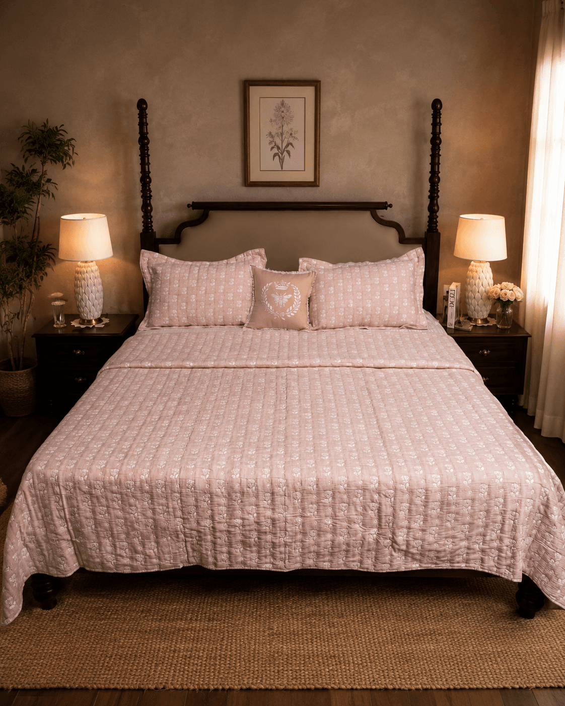 Jacquard Floral Print Bedcover