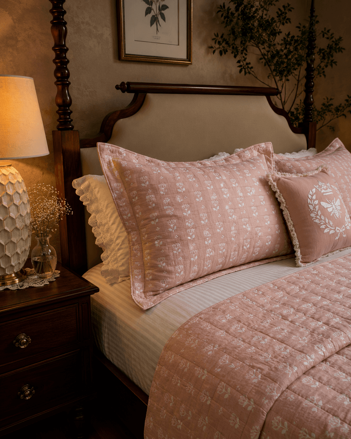 Jacquard Floral Print Bedcover