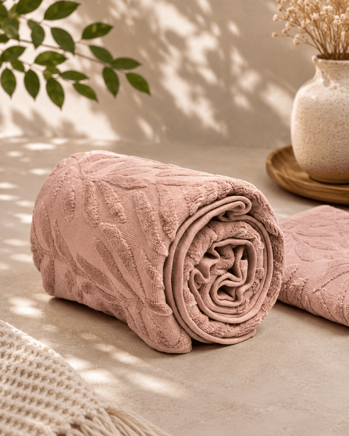 Bamboo Leaf Terry Bath and Hand Towel