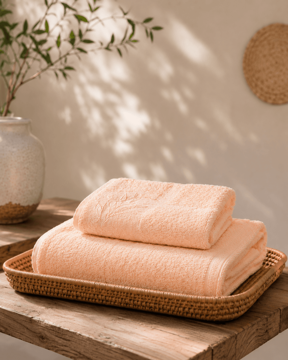 Bamboo Terry Bath and Hand Towel - Peach